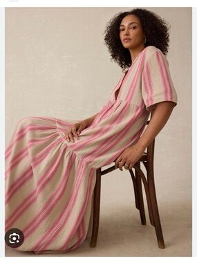 Faherty Pink and Cream Striped Maxi Dress
